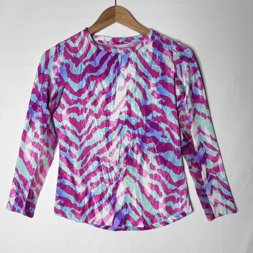 IBKUL Athletic Top Sz XS Mesh UPF Pickleball Tennis Golf Pink‎ Print Rave